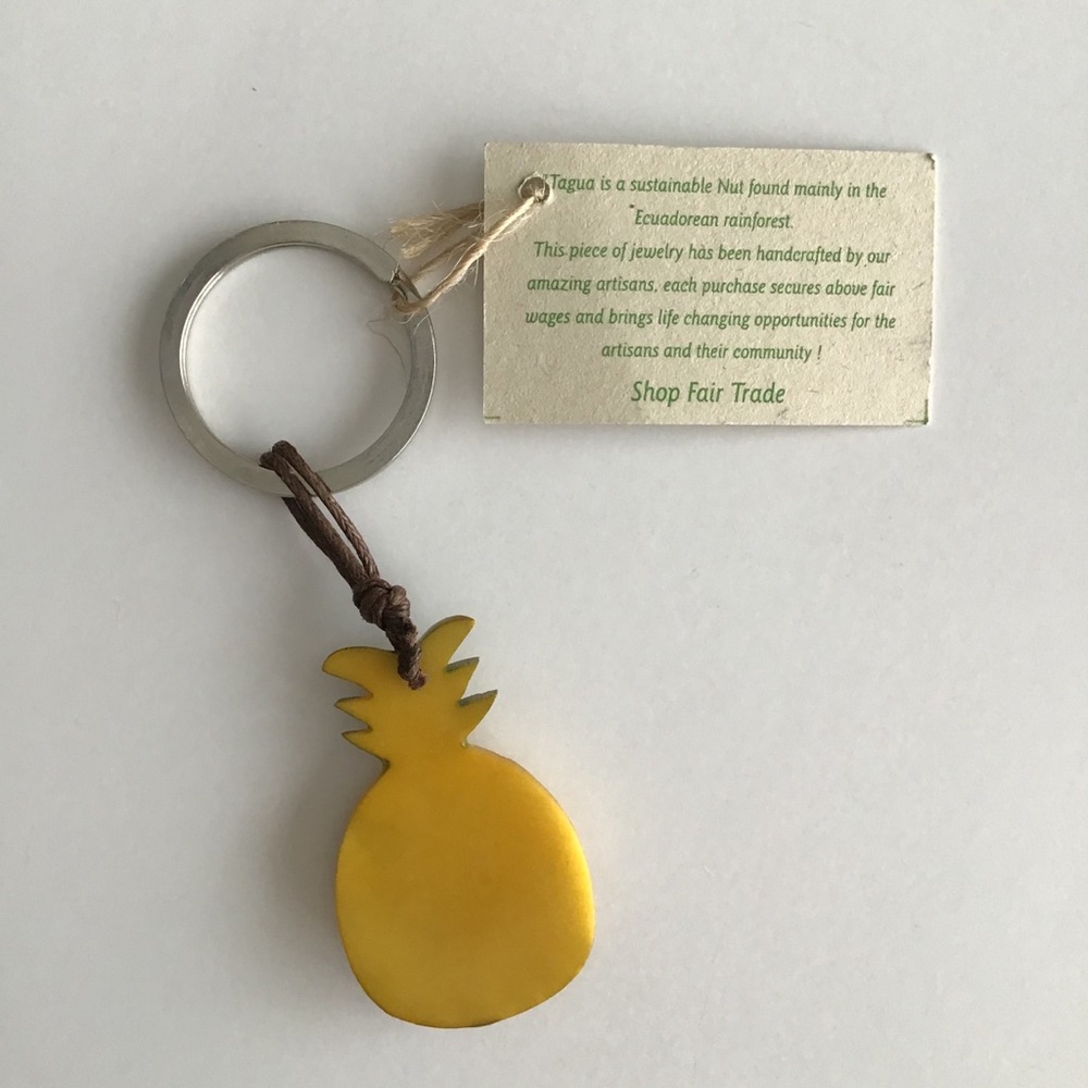 1 LEFT! NEW Pineapple Key Ring Chain Carved Tagua Nut Ecuador Hawaii Aloha HI - Picture 6 of 14
